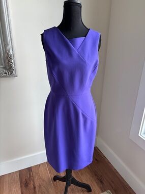 Tahari Bold Purple Sleeveless Midi Sheath Dress
